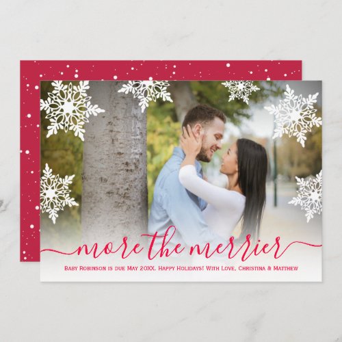 Modern Photo Christmas Pregnancy Announcement Card