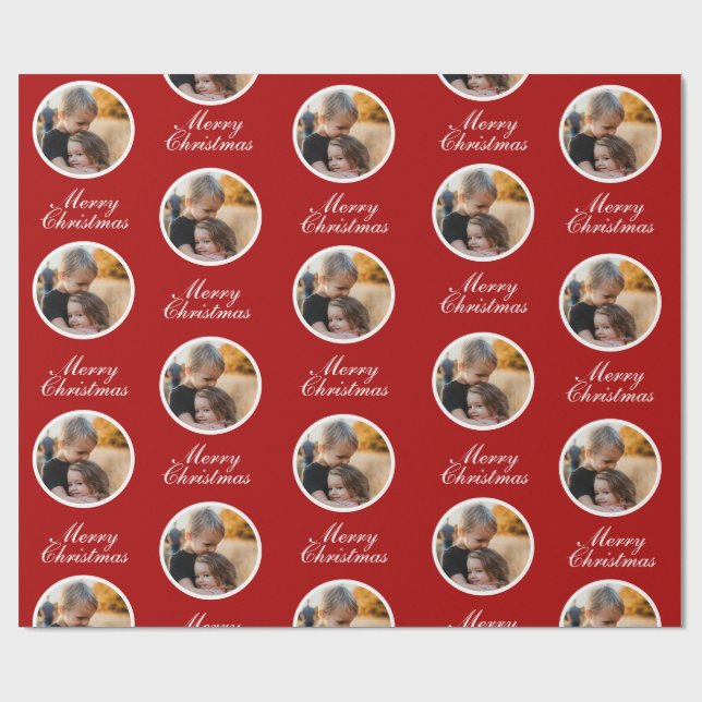 Modern Photo Christmas  Wrapping Paper (Flat)
