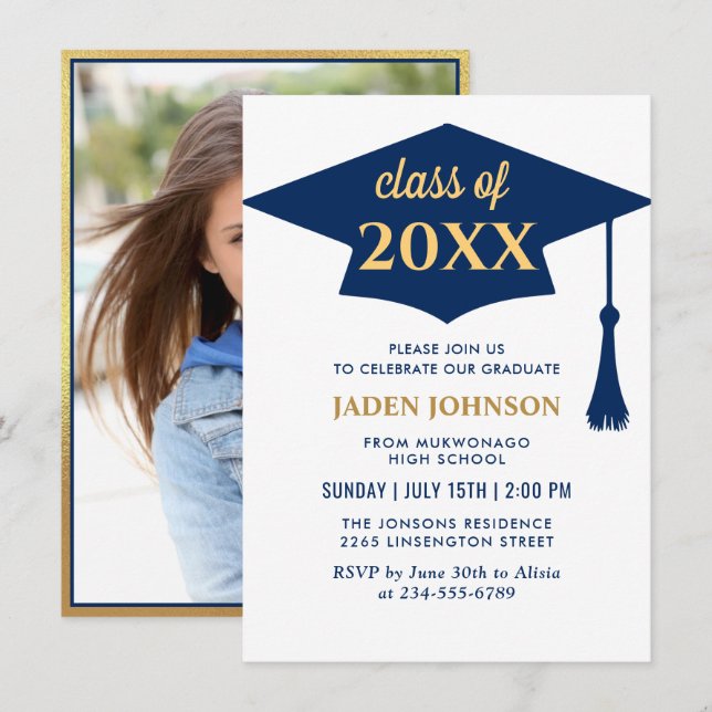 Modern PHOTO Class of 2026 Graduation Party Invitation (Front/Back)