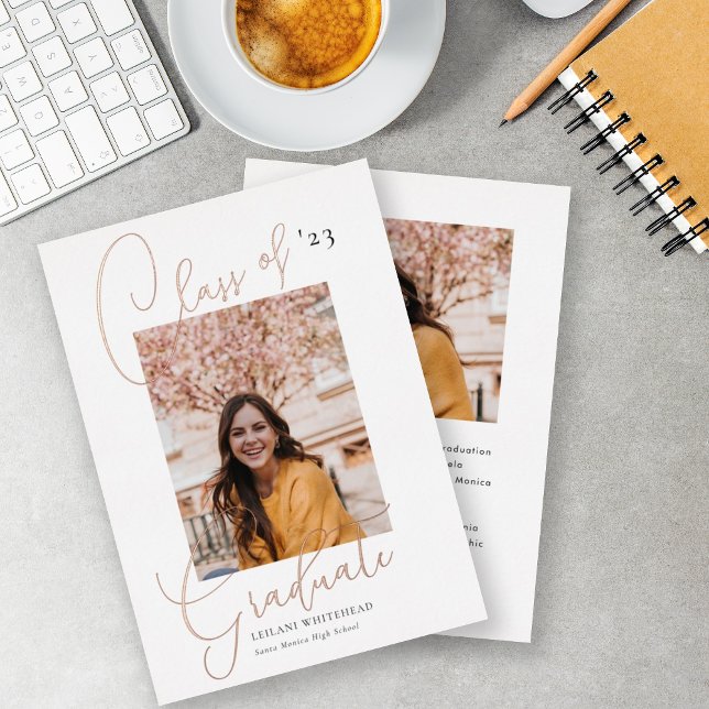 Modern Photo Class of Graduation Foil Invitation (Creator Uploaded)