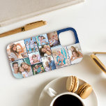 Modern Photo Collage 11 Picture Blue Sideways iPhone 12 Pro Case<br><div class="desc">Upload your 11 of your favorite photos and create your own personalized phone case. This cool modern design is displayed sideways and has a blue background (editable) with a photo collage template which automatically displays your pictures in square and portrait formats. Designed for iphone 12 Pro but will fit many...</div>