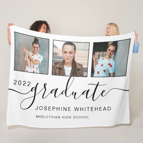 Modern Photo Collage 2022 Graduate  Fleece Blanket