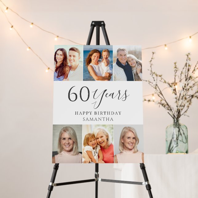 Modern Photo Collage 60th Birthday Foam Boards (In Situ (Stand))