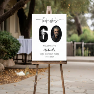 Modern Photo Collage 60th Birthday Welcome Sign