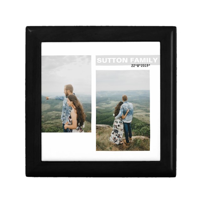 Modern Photo Collage Anniversary Save the Date Gift Box (Front)
