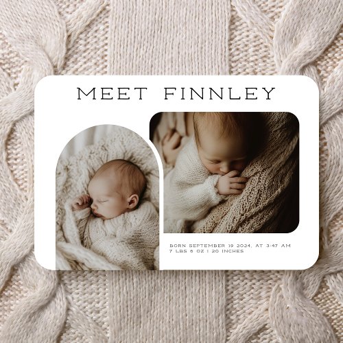 Modern Photo Collage Arch Shape Birth Announcement