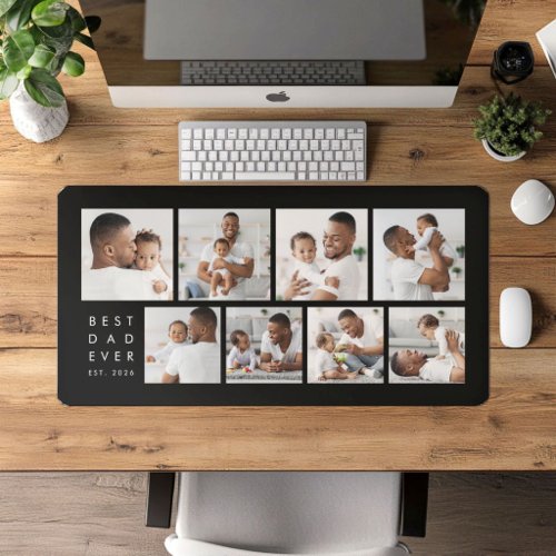Modern Photo Collage Best Dad Ever Desk Mat