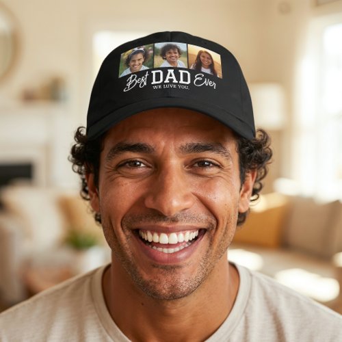 Modern Photo Collage Best Dad Ever Hat