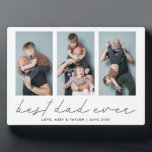 Modern Photo Collage Best Dad Ever Keepsake Plaque<br><div class="desc">Simple and elegant father's day photo keepsake plaque featuring 3 photos of yours with a script text below that says "best dad ever." You can add the children's name and year at the bottom.</div>