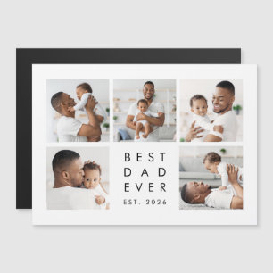 Modern Photo Collage Best Dad Ever Magnet Card