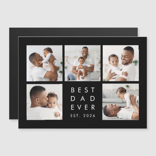 Modern Photo Collage Best Dad Ever Magnet Card