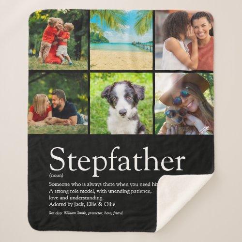 Modern Photo Collage Best Ever Stepfather Stepdad  Sherpa Blanket