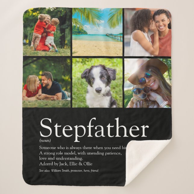 Modern Photo Collage Best Ever Stepfather Stepdad  Sherpa Blanket (Front)