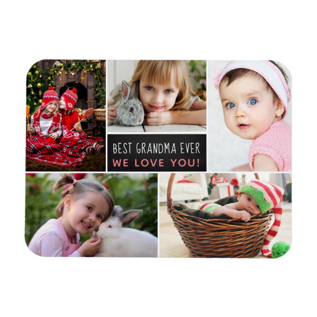 Modern Photo Collage Best Grandma Ever Magnet (Horizontal)