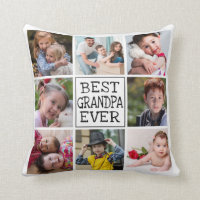 Modern Photo Collage  |  Best Grandpa Ever Throw Pillow