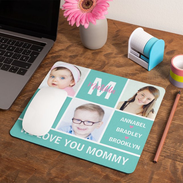 Modern Photo Collage 'Best Mom Ever' Mouse Pad (Creator Uploaded)