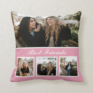 Modern Photo Collage Besties BFF Throw Pillow