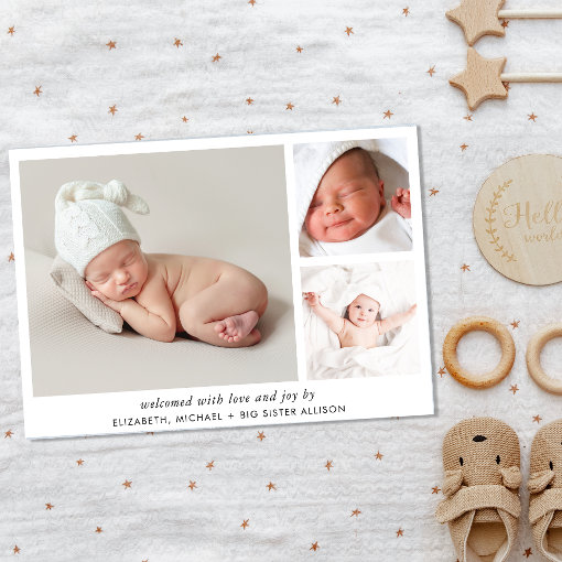 Modern Photo Collage Birth Announcement Zazzle