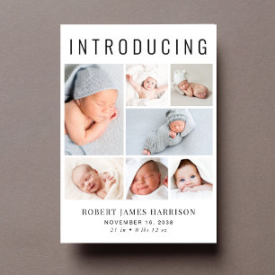 Modern Photo Collage Birth Announcement