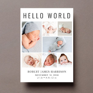 Modern Photo Collage Birth Announcement