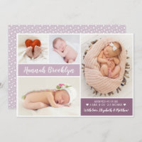 Modern Photo Collage Birth Announcement Card