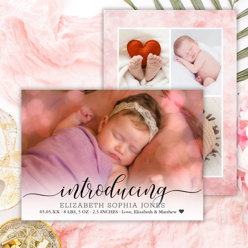Modern Photo Collage Birth Announcement Card
