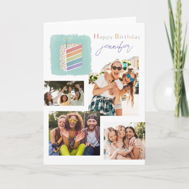 Modern Photo Collage Birthday Card – From Friends  (Front)