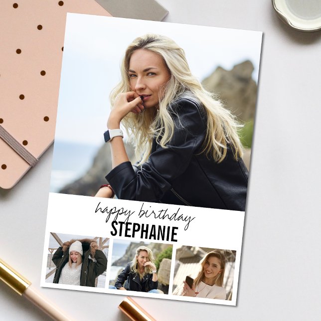 Modern Photo | Collage Birthday Greeting Card (Personalize the collage birthday greeting card to create a special keepsake for your loved one!)
