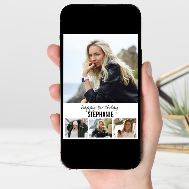 Modern Photo | Collage Birthday Greeting Card (Front Digital)