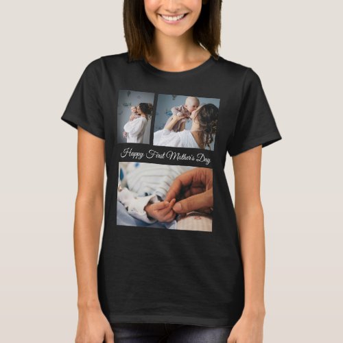 Modern Photo collage  Black And White Mothers Day T_Shirt