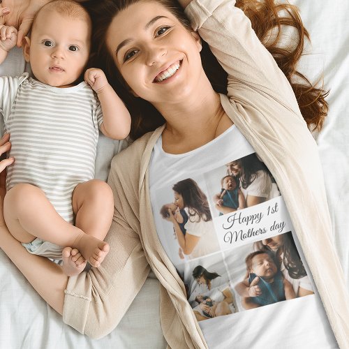Modern Photo collage  Black And White Mothers Day T_Shirt