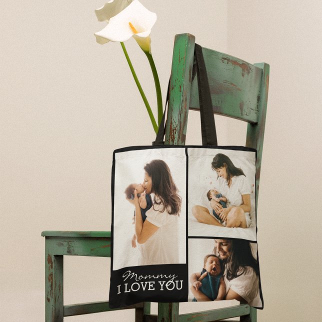 Modern Photo collage | Black And White Mothers Day Tote Bag (Creator Uploaded)
