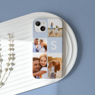 Modern photo collage black initial monogram iPhone 12 pro max case