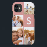 Modern photo collage black initial monogram iPhone 11 case<br><div class="desc">Modern photo collage black initial monogram design. A modern design multi photo design. Change the colour to customise. Part of a collection.</div>