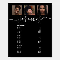 Modern Photo Collage Black Spa Salon Service Menu