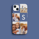 Modern photo collage blue initial monogram Case-Mate iPhone 14 case<br><div class="desc">Modern photo collage blue initial monogram design. A modern design multi photo design. Change the colour to customise. Part of a collection.</div>