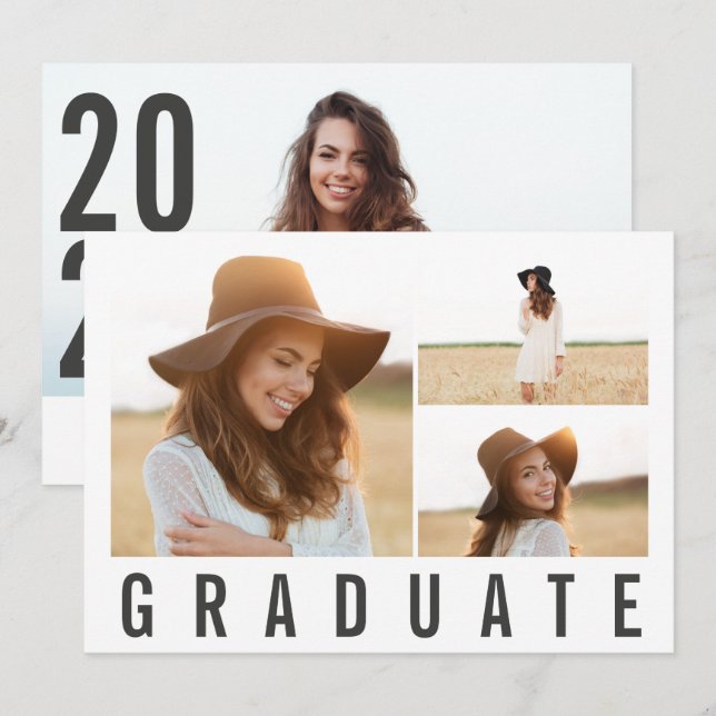 modern photo collage bold graphic graduate announcement (Front/Back)