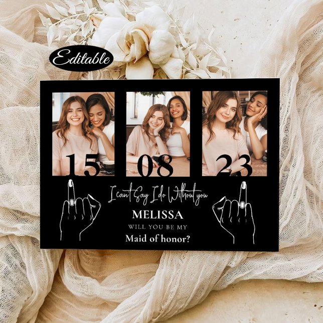 Modern Photo Collage Bridesmaid Proposal Card (Creator Uploaded)
