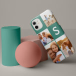 Modern photo collage bright green initial monogram Case-Mate iPhone 14 case<br><div class="desc">Modern photo collage bright green initial monogram design. A modern design multi photo design. Change the colour to customise. Part of a collection.</div>