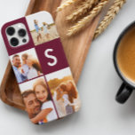 Modern photo collage burgundy initial monogram Case-Mate iPhone 14 case<br><div class="desc">Modern photo collage burgundy initial monogram design. A modern design multi photo design. Change the colour to customise. Part of a collection.</div>