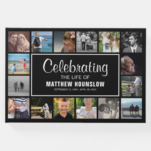 Modern Photo Collage  Celebrating the Life Of Guest Book