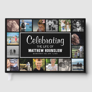 Modern Photo Collage Celebrating the Life Of Guest Book