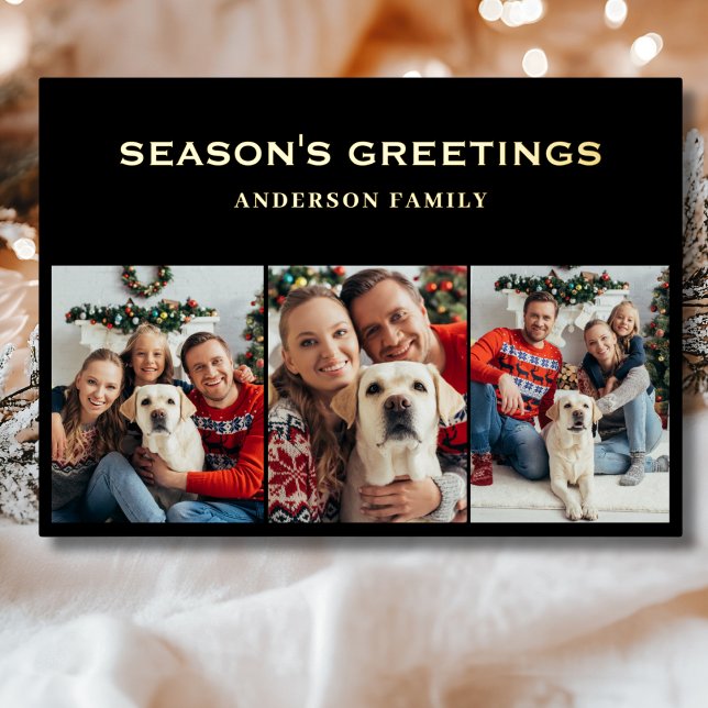 Modern Photo Collage Christmas Gold  Foil Holiday Card (Creator Uploaded)