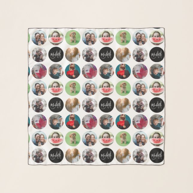 modern Photo Collage Circle Pattern Scarf (Front)