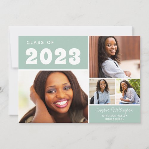 Modern Photo Collage Class of 2023 Sage Graduation