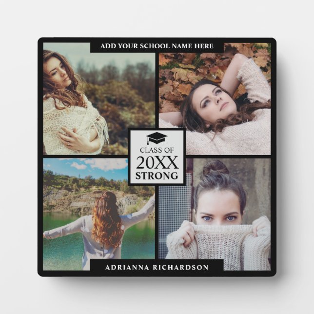 Modern Photo Collage Class of 2025 Strong Keepsake Plaque (Front)