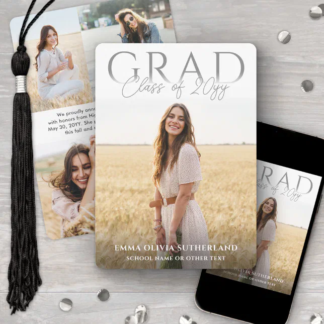 Modern Photo Collage Class Year Overlay Graduation Announcement | Zazzle