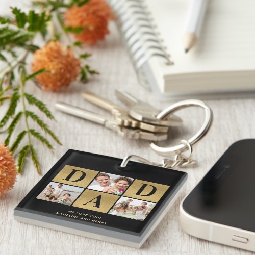 Modern Photo Collage Dad Fathers Day  Keychain