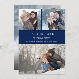 Modern Photo Collage Dark Blue Save our Date Save The Date
