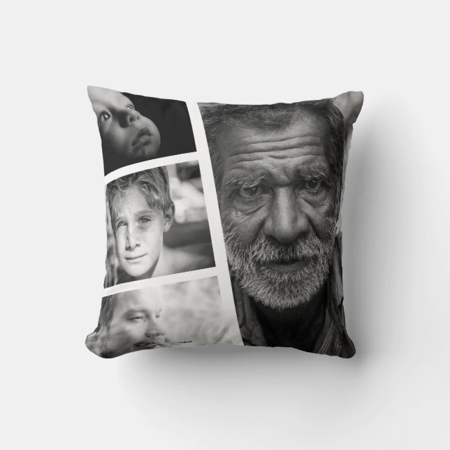 Modern Photo Collage Double Sided In Loving Memory Throw Pillow (Front)